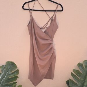 Windsor Tan Asymmetrical Draped Dress